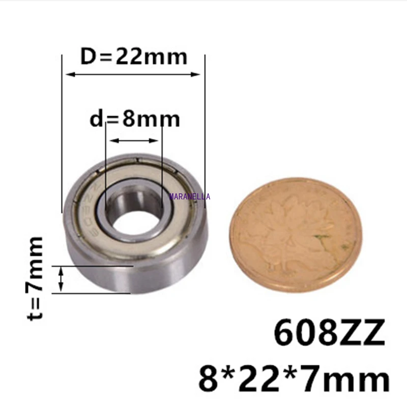 

3pc/lot 608ZZ Bearing steel/Bearing Deep Groove Ball Miniature Bearings 608-ZZ 8*22*7mm 8x22x7 High Quality 52100 Chrome Steel