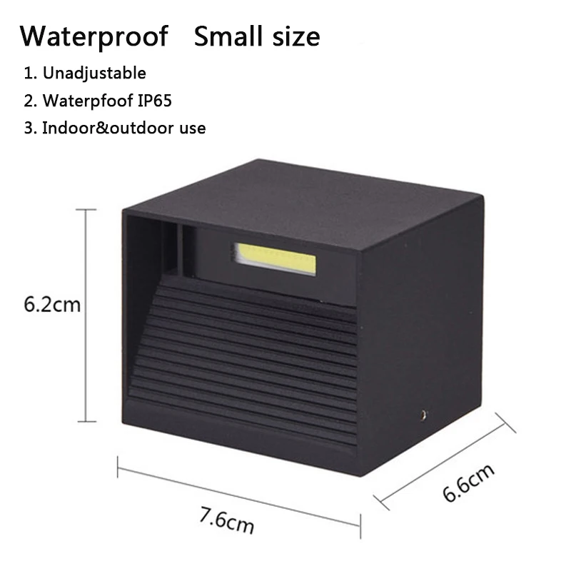 IP65 Small black IP65 светодиодный водонепроницаемый настенный светильник 12 Вт для помещений и улицы, регулируемый настенный светильник для двора, крыльца, коридора, спальни, настенный светильник - Цвет абажура: IP65 Small black