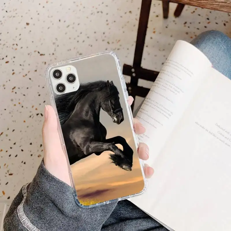 

Fine Horse Art run animal Phone Cases Transparent soft For iphone 5 5s 5c se 6 6s 7 8 11 12 plus mini x xs xr pro max