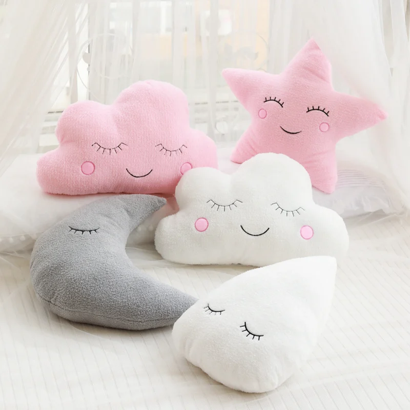 

Ins Cloud Moon Star Raindrop Plush Pillow Soft Cushion Kawaii Stuffed Toys Children Baby Kids Gift Girl Princess Bedside Decor