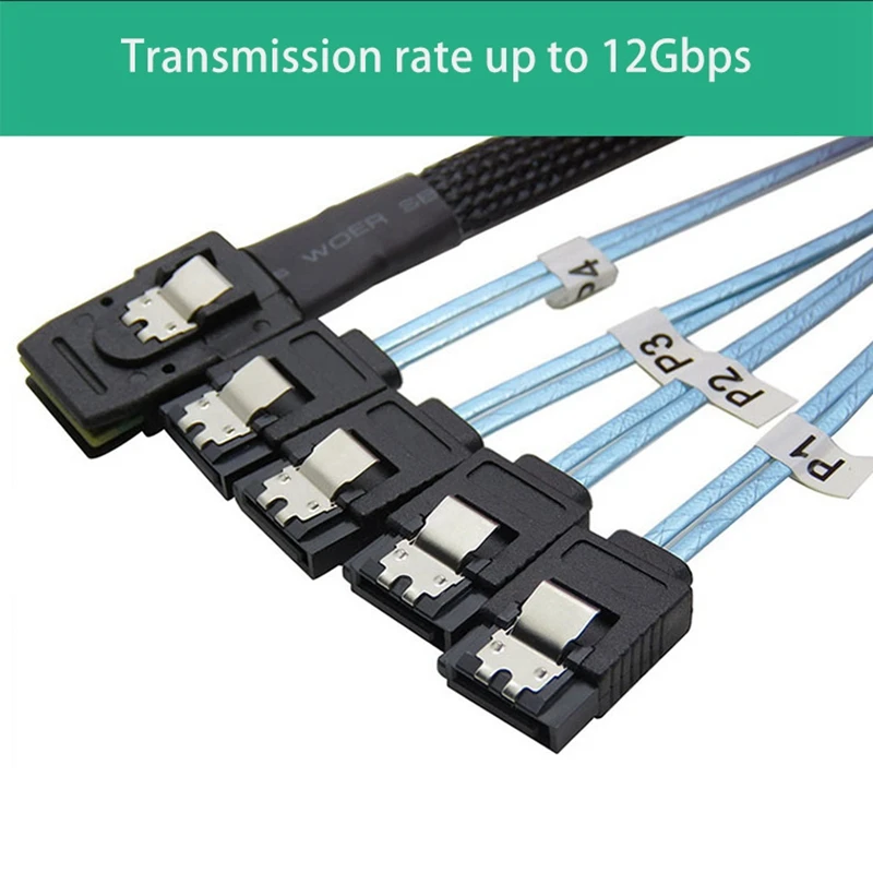 Кабель для передачи данных на сервере Mini SAS 36Pin Sff-8087 to 4X SATA 7Pin жесткий диск 12 Гбит/с