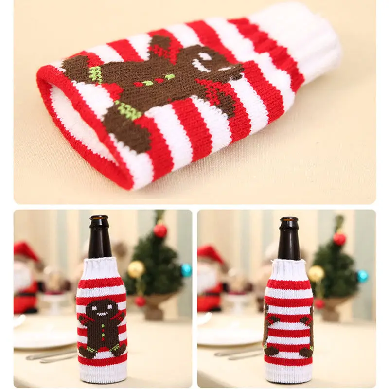 Чехол для бутылки вина вязаная сумка Рождественский Декор обеденного стола