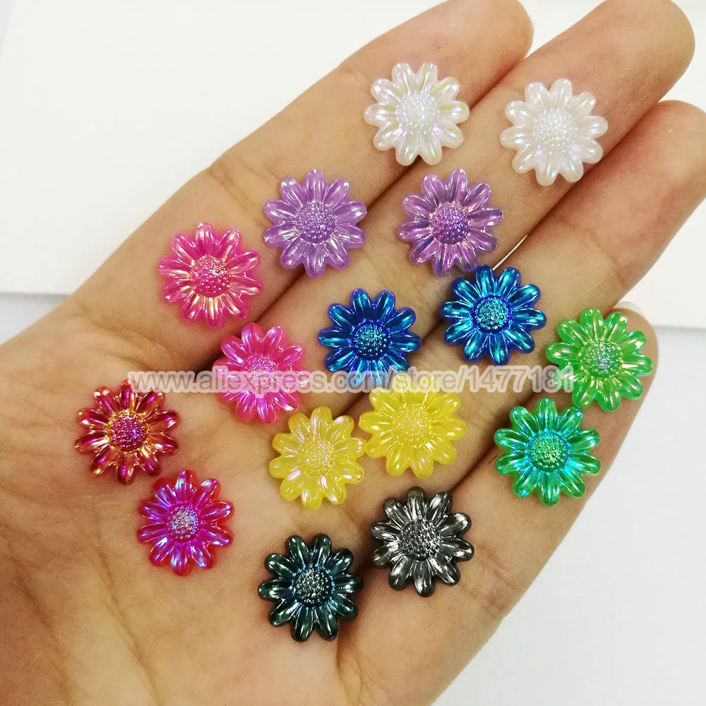 100 шт 12 мм акриловые очаровательные маленькие подсолнухи украшения плоская