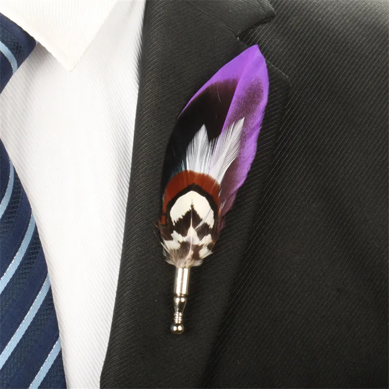 Мужская классическая брошь с перьями BoYuTe (5 шт./лот) свадебная бутоньерка 9 цветов