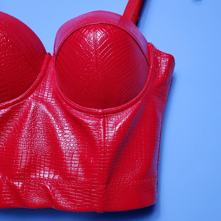 Сделан из искусственной кожи с узором крокодиловая кожа Топы на бретельках