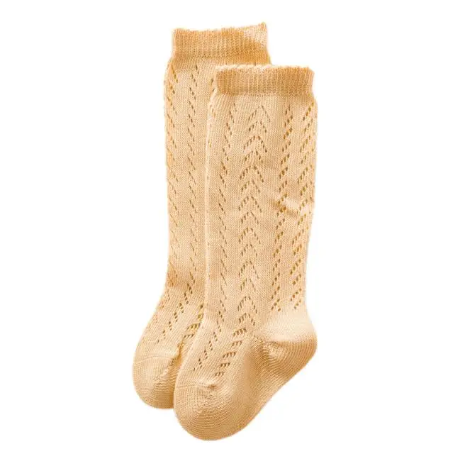 Calcetines hasta la rodilla ahuecados para ni&ntilde;os y ni&ntilde;as, medias c&oacute;modas de Color s&oacute;lido, a la moda-3