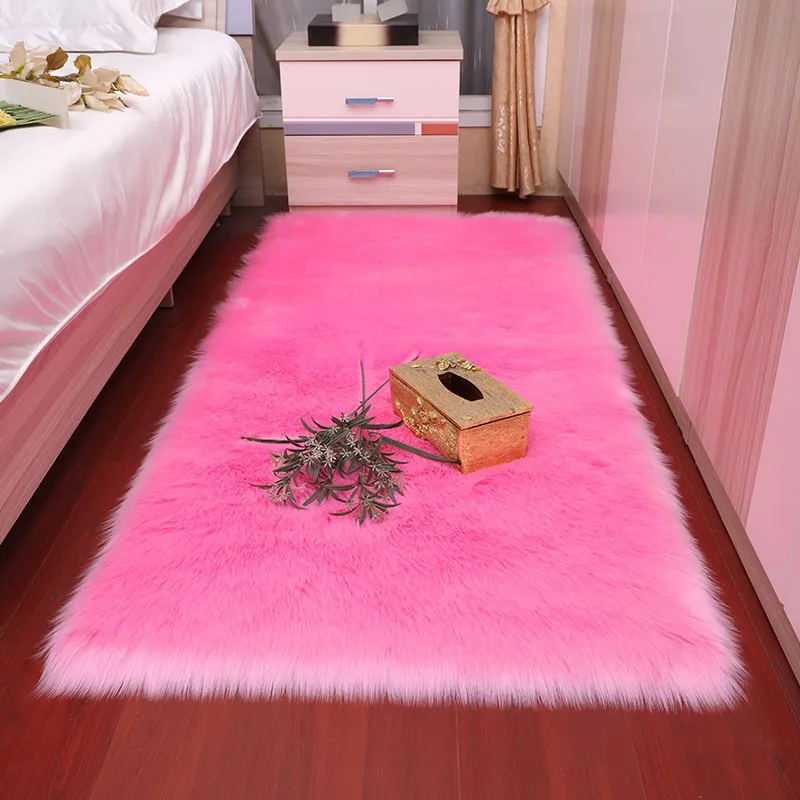 Pink Ковер из искусственной шерсти для гостиной/спальни, противоскользящий мягкий ковер 80 см* 180 см, белый, розовый, серый, 15 цветов - Цвет: Pink