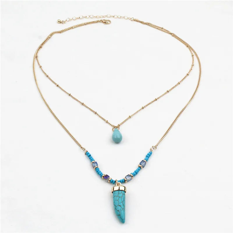 

Boho Multilayer Beaded Necklace for Women Bohemian Gold Color Collares Largos Mujer 2019
