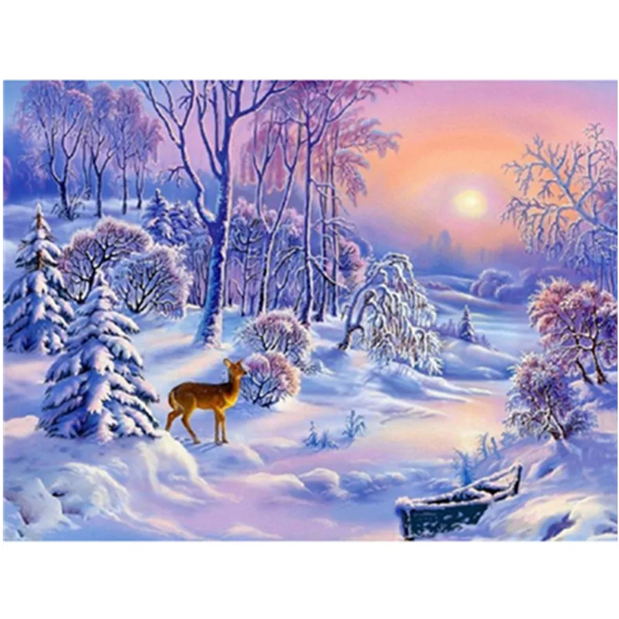 

Алмазная 5D картина «сделай сам», пейзаж, зимний дом, полный квадратный стразы, Набор для вышивки крестиком, мозаика, картина, украшение, пода...