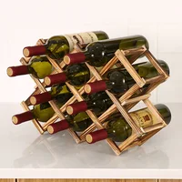 Wooden Wine Rack 3/6/10 Bottle Holder Folding Drink Bottle Bar Display Shelf Collapsible Racks Display Stand Holders