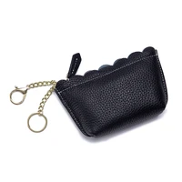 versatile school girl coins purse office lady lipsticks key ring case top cow layer leather women small hand wrist bag