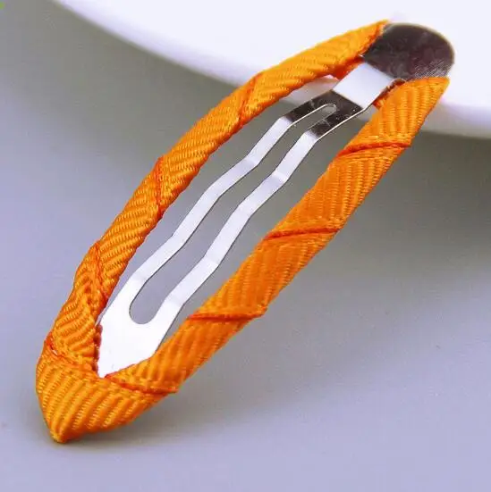 

200pcs/Fabric Wrapped BB Clips/Barrettes metal snap clip for kids Grosgrain Ribbon Covered hair clips for Hair bow Accessories