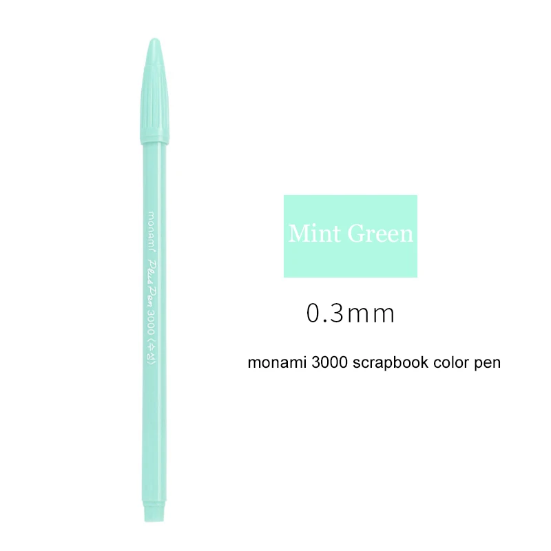 Mint Green Корейская ручка для рисования Monami с 3000 фломастером, 0,3 мм, водостойкая ручка, ручка для скрапбукинга, цветная ручка с чернилами, милые стационарные каваи - Цвет: Mint Green