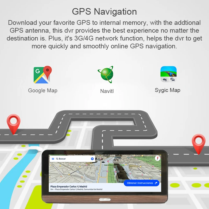 Android 4G 8-дюймовый автомобильный видеорегистратор WiFi GPS навигация ADAS 1080P задний