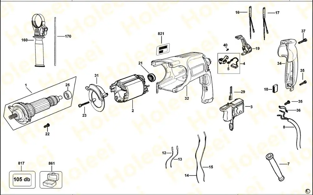 РУЧКА ДЛЯ ДРЕЛИ DEWALT D25102K D25103K D25112K D25113K D25114K D25213K D25223K D25313K D25314K D25323K D25324K DWC24K3 1006434-00.