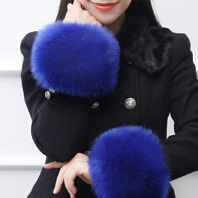 Женские Элегантные парки нарукавники из искусственного кроличьего меха на