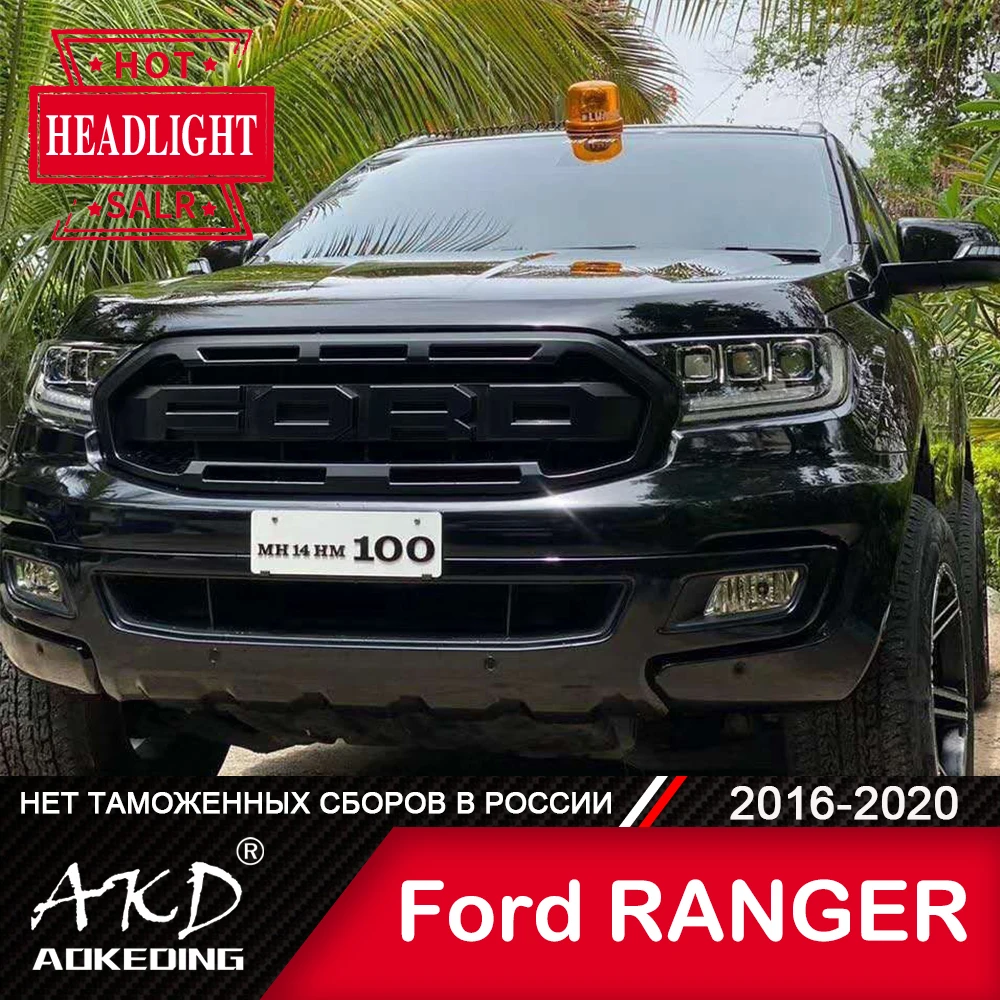 

For Car Ford Ranger Head Lamp 2016-2020 Car Accessory Fog Lights DRL H7 LED Bi Xenon Bulb Thunder Everest Headlights