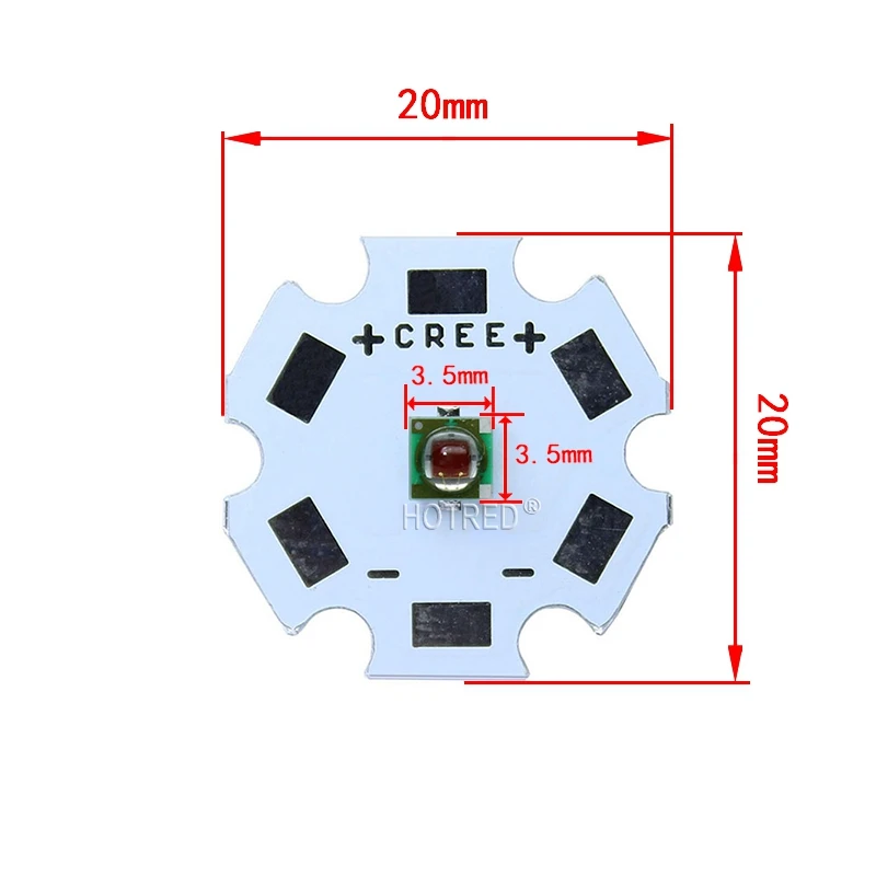10 шт. Cree XPE XP-E R3 1-3 Вт 3535 красный светодиодный эмиттер красный 620-625nm светодиодный растения растут излучатель с 20/16/14/8 мм печатной платы