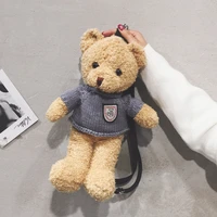 2020 new arrival girls lovely cartoon plush cute bear doll backpack bags animal handbag gift