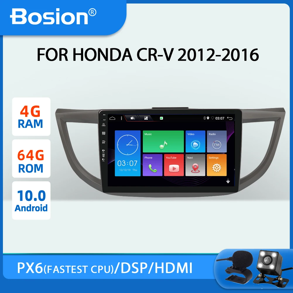 Автомагнитола Bosion PX6 DSP 4 Гб + 64 2 din Android 10 для Honda CRV CR-V 2012-2016 Carplay Автомобильный