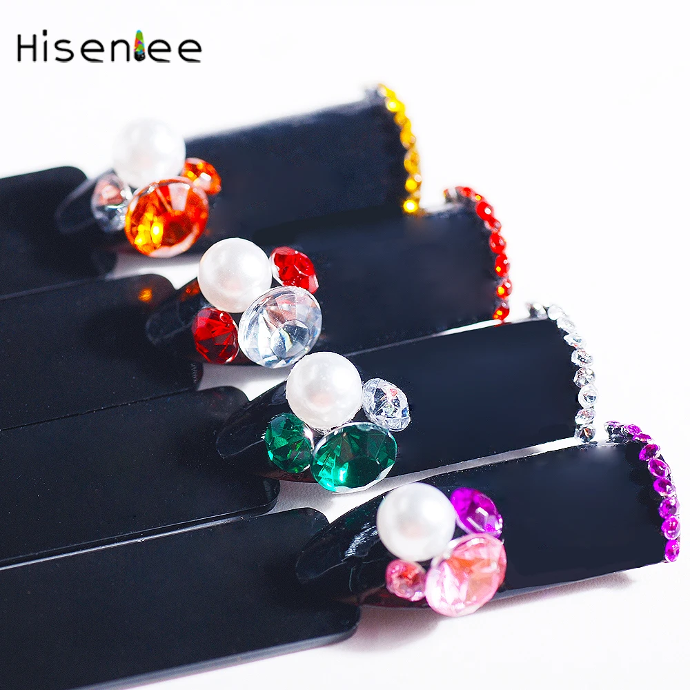 

High quality 15 patterns multi-size acrylic sharp bottom pointing back mixed color rhinestones 3D manicure DIY decoration