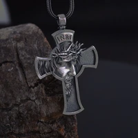 celtic cross crown of thorns jesus head men pendant necklace fashion punk hip hop necklace religious party jewelry accessories