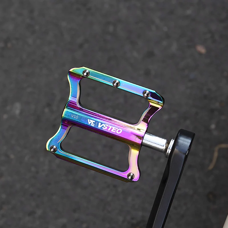 

VSTEO 1 Pair Bike Pedals Aluminum Alloy Bearings Rainbow Lightweight Bicycle Pedal for Road Mountain Bike