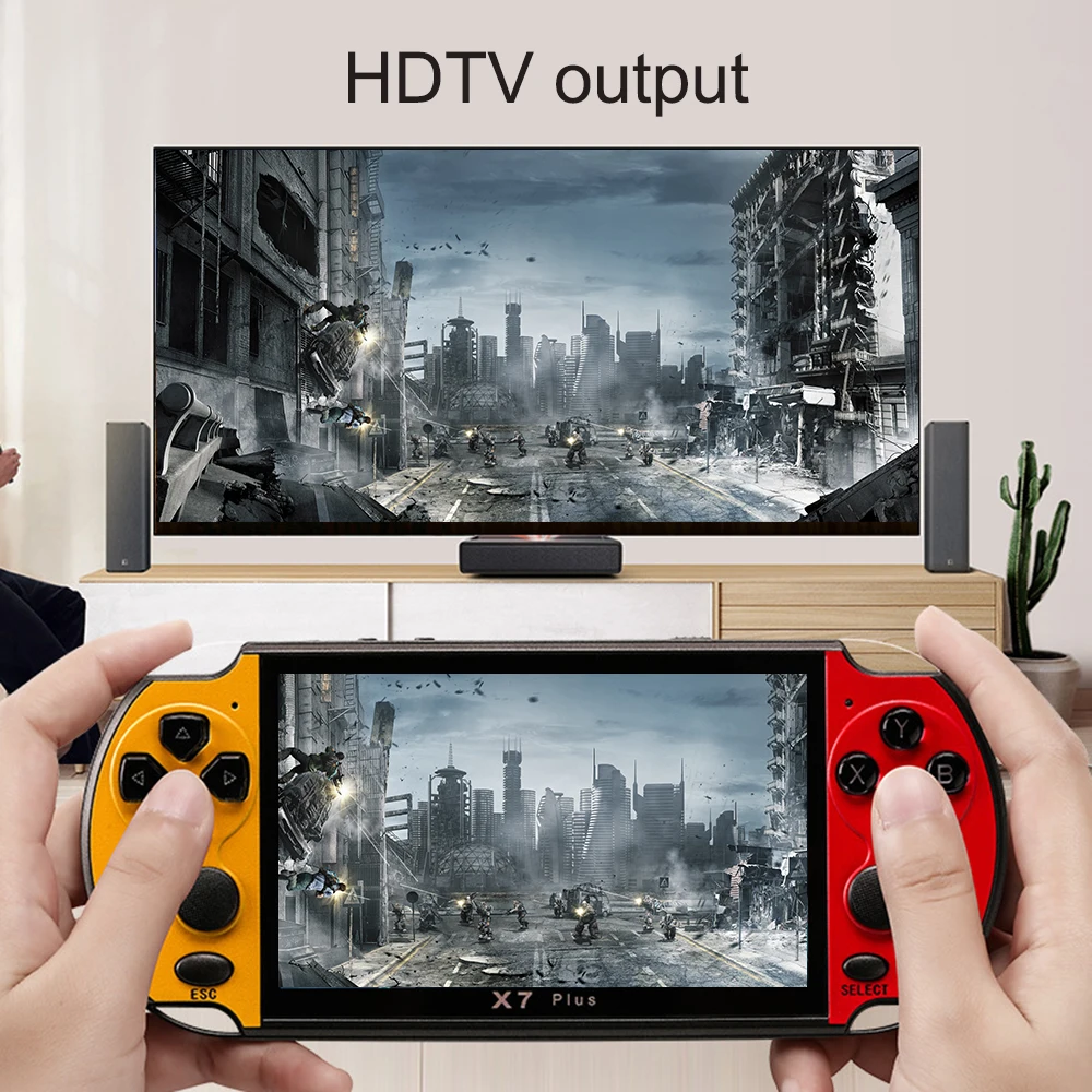 

X7 Plus Handheld Retro Game Console Double Rocker 5.1 Inch Hd Portable LCD 8G Movies Game Console Built-in10000 Games