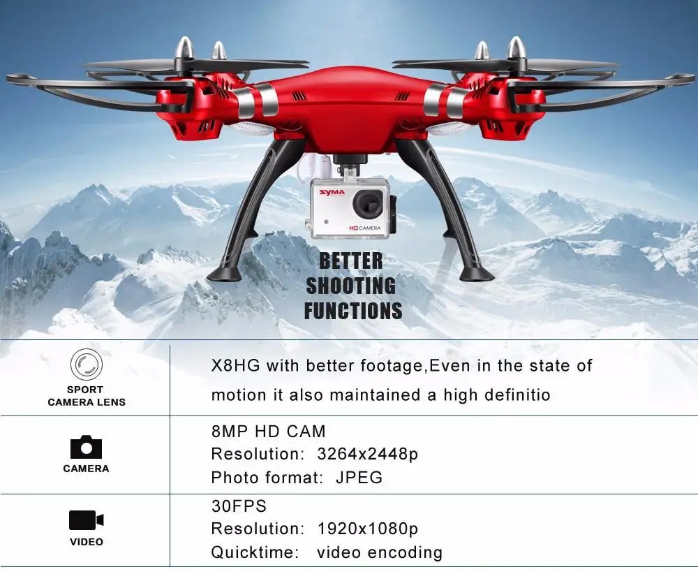 Дрон SYMA profissial X8HG (X8G Upgrade) 2 4G 4CH 6 осевой гироскоп RC вертолет Квадрокоптер с HD