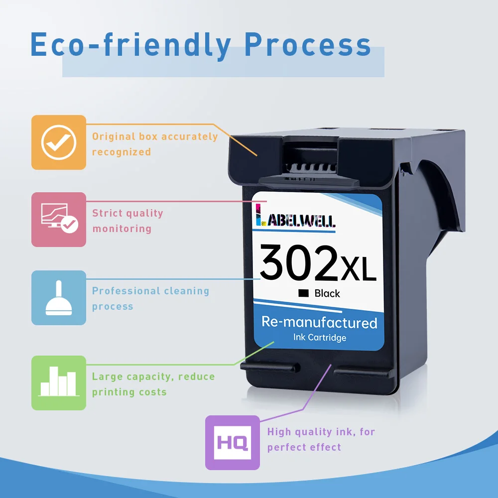 Labelwell 302XL чернильный картридж совместимый для HP 302 xl hp Deskjet 2130 2135 1110 3630 3632 Officejet 3830 3834