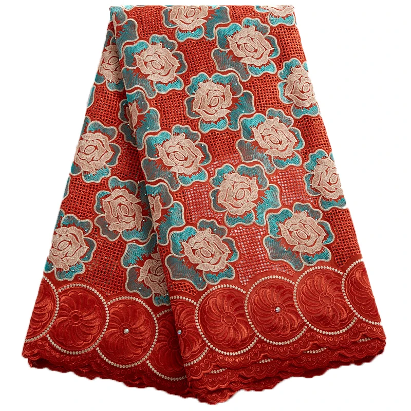 

African Lace Fabric 2021 Sequence Embroidery Cotton Lace Fabric 5 Yards Swiss Voile Jacquard Lace In Switzerland Sewing 2399A