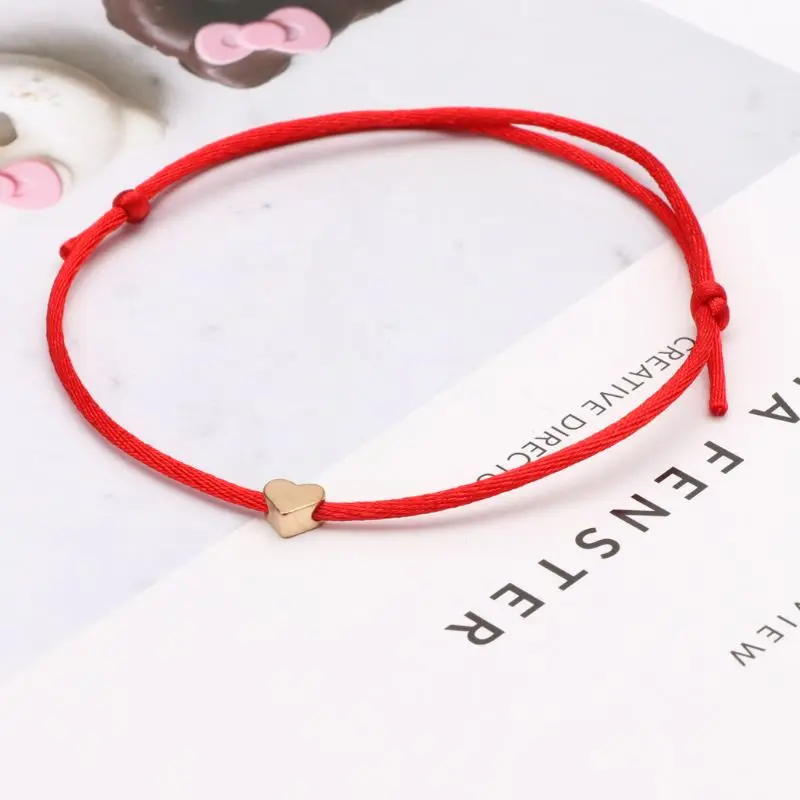 

Lucky Kabbalah Heart Charm Weave Red String Heart Bracelet Friendship Jewelry 45BC