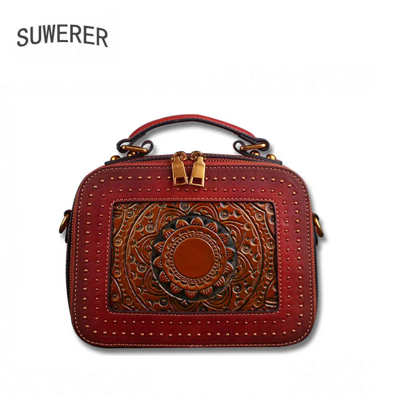 

SUWERER Designer Famous Brand Women Bags New Luxury Handbags Women Genuine Leather Shoulder Fashion Tote Embossed Vintage Bags