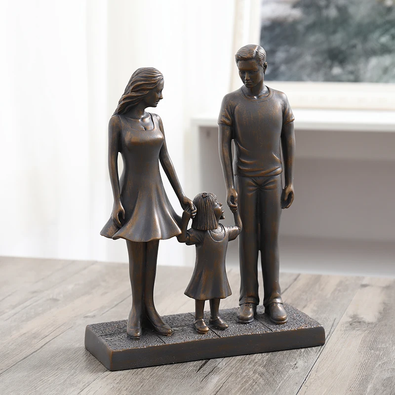 style 3 Ретро Ностальгический happy family украшения семья из трех человек для свадьбы, годовщины, дня рождения подарок жене статуя Семья украшения из смолы - Цвет: style 3