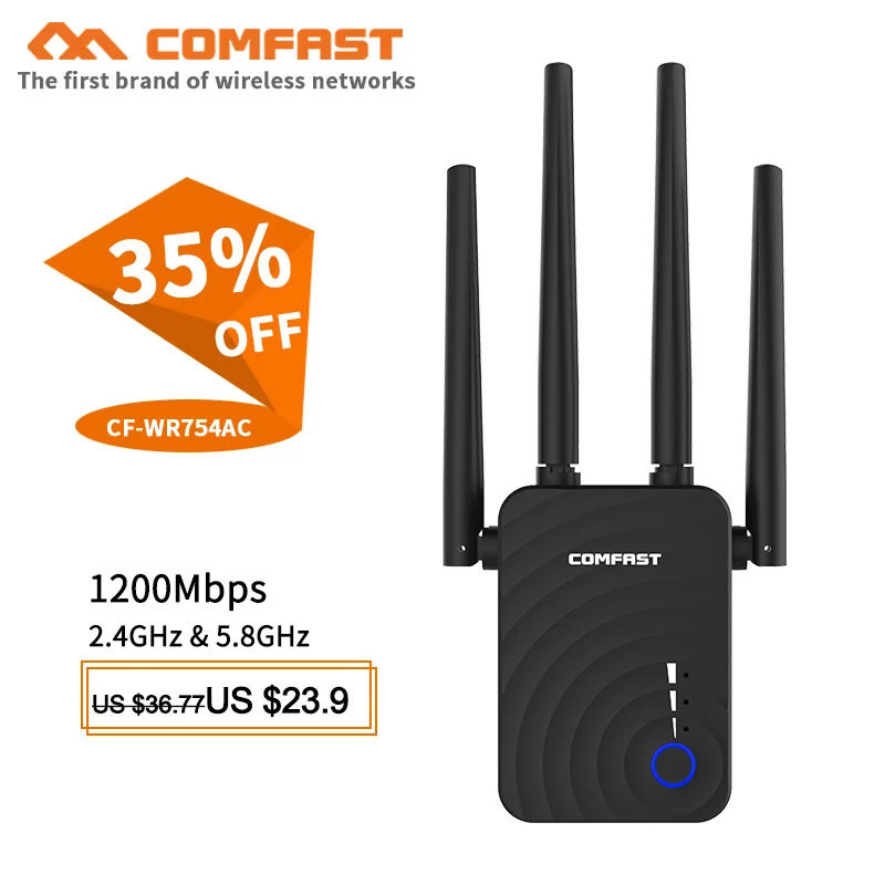 Comfast CF-WR754ACV2 5 ггц WiFi ретранслятор Wifi удлинитель 1200 Мбит/с усилитель 802.11AC дальний