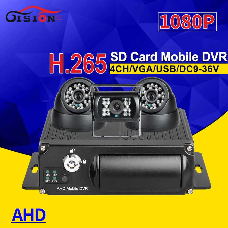 2020 Новый 1080P H.265 4CH SD карта Автомобильный видеорегистратор + внутренняя Внешняя