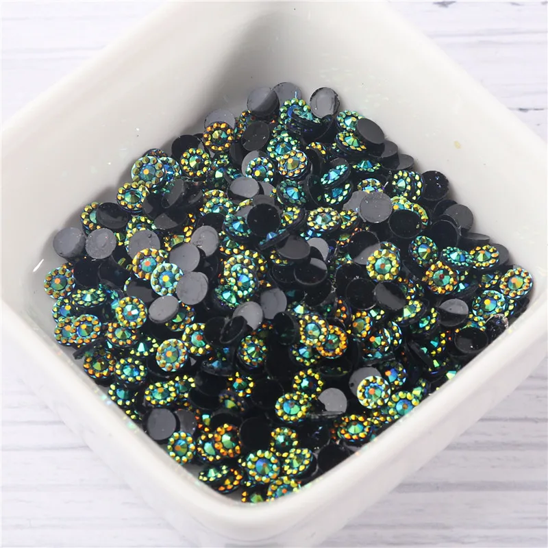 4 мм 5 6 Подсолнух ногтей ринестон Конус цветок граненый желе AB Смола Кристалл