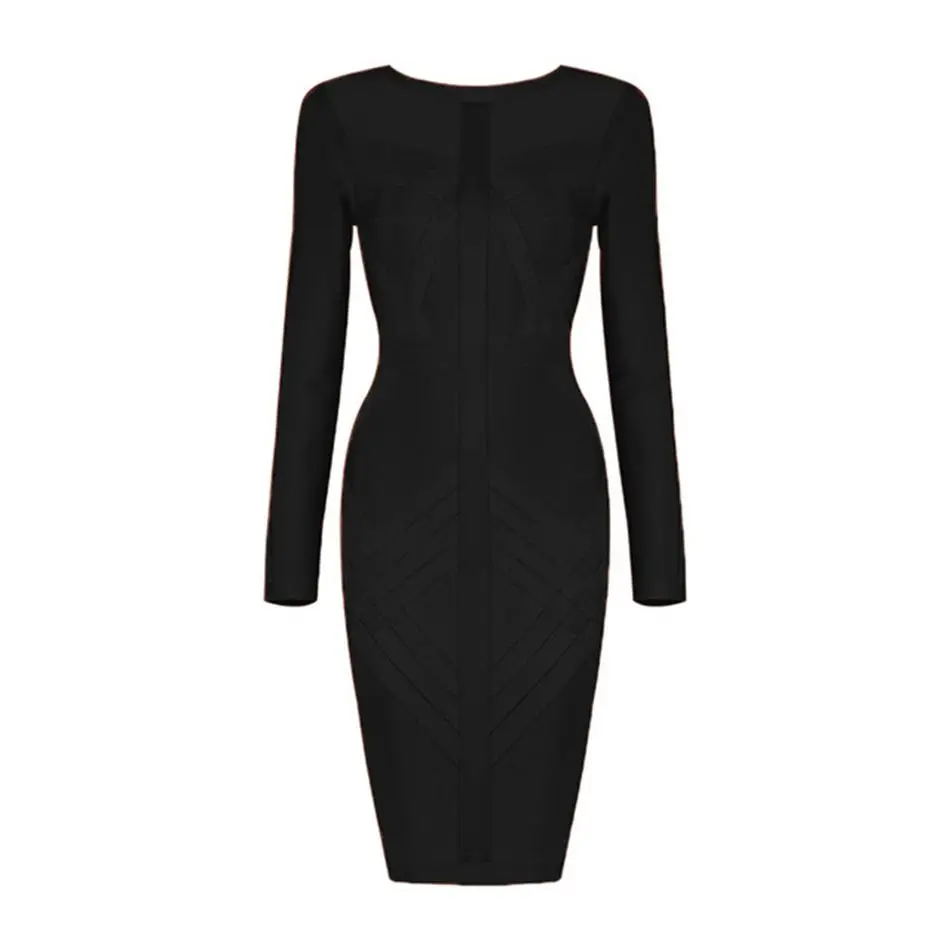 

2020 New Arrival Bandage Dress Women Long Sleeve O-Neck Sexy Night Out Club Celebrity Evening Party Bodycon Dress Women Vestidos
