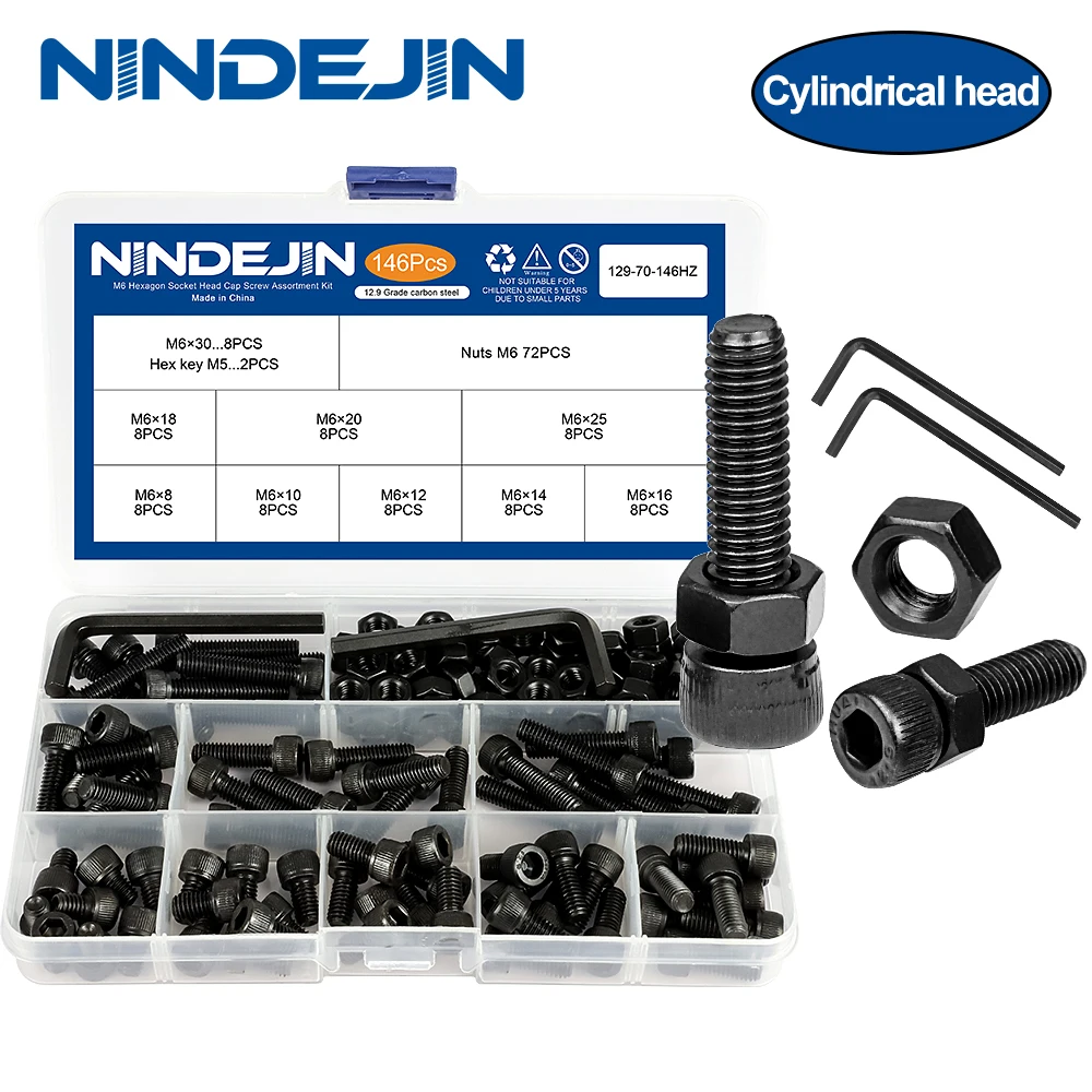 NINDEJIN Шестигранная головка с шестигранной головкой гайка винтом 12 9 класс