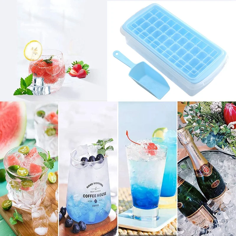 Ice Cube Tray with Lid and Bin 44 Nugget Silicone for Freezer Comes Container Scoop Cover | Дом и сад