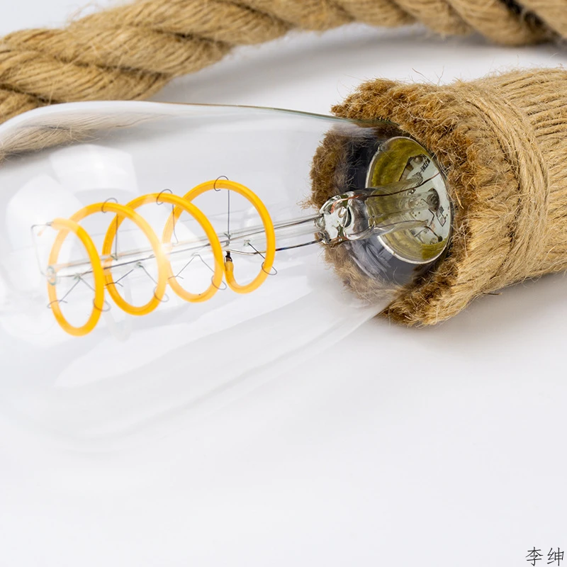 Светильник Nordic Vintage Rope LED Pendant Light Lamp Loft Industrial Decor Retro American Style for Living Room Luminaires on.