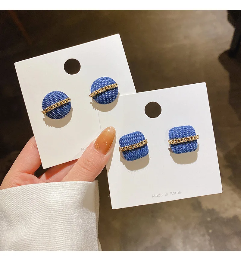 

Осенне-зимние фланелевые серьги-гвоздики с геометрическим рисунком женские маленькие и простые серьги аксессуары для Youtuber