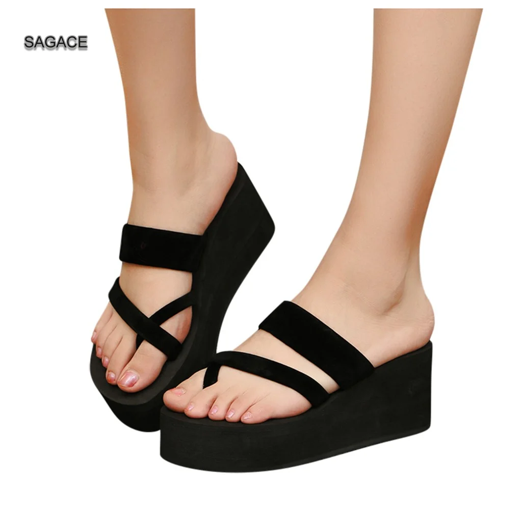 

SAGACE Women Wedges Sandals Non-Slip Flip Flops Flat Beach Slippers Shoe Fashion Female Slides Summer Shoes Sandalias Mujer 2020