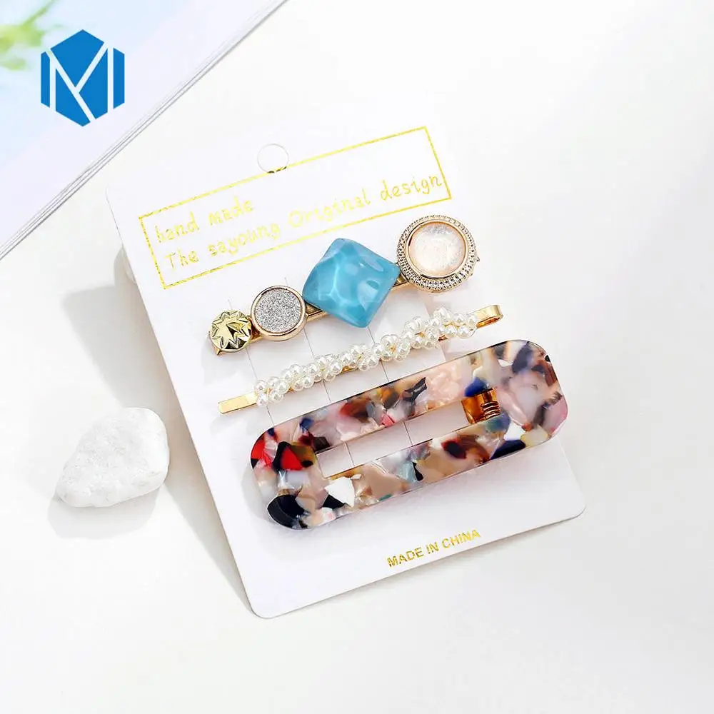 3pcs square colorful M MISM INS Круглый корейский Кристалл Сплав заколки для волос Макарон цвет заколки BB шпильки Заколки для женщин обувь девочек аксессуары для волос - Цвет: 3pcs square colorful