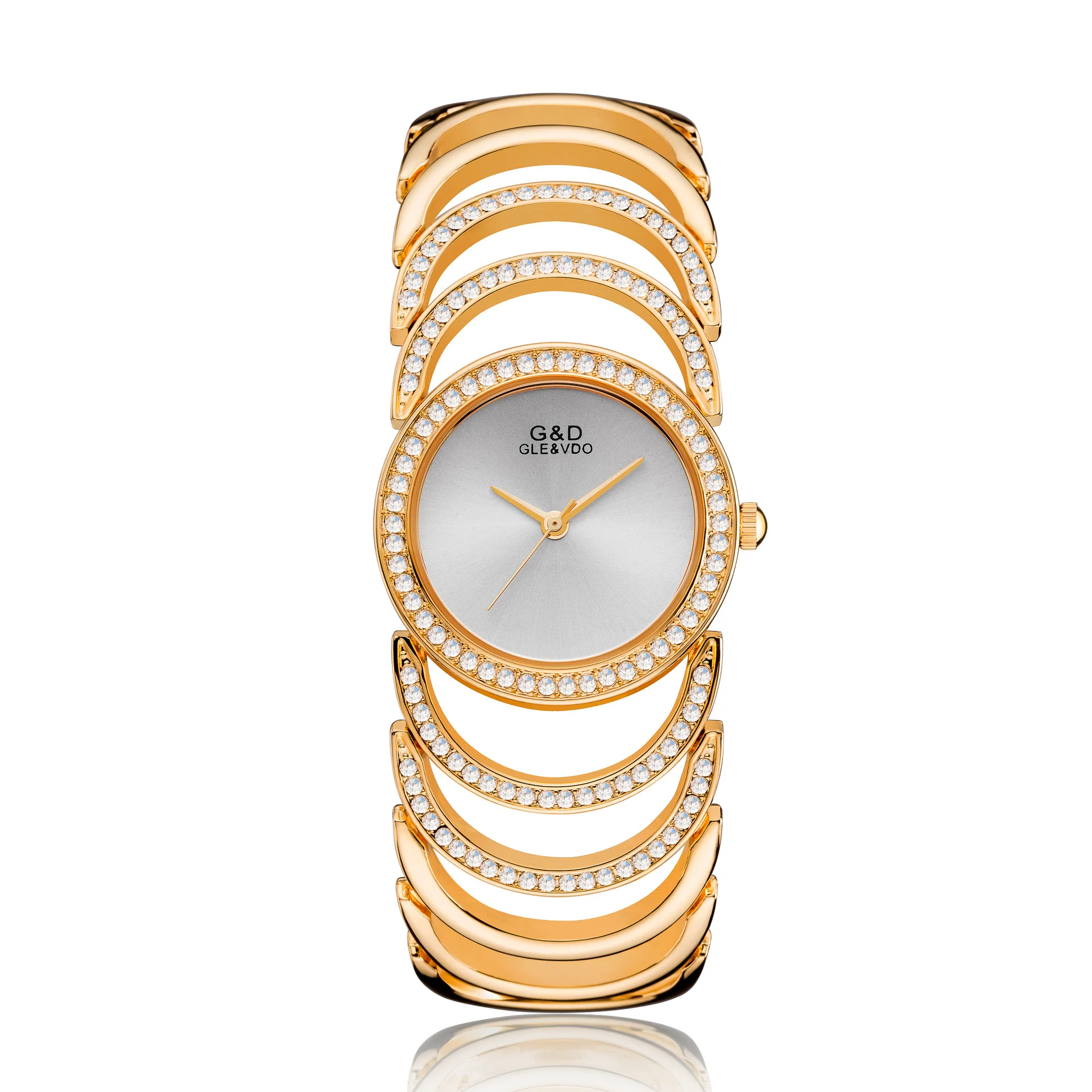 Часы женские кварцевые под розовое золото с браслетом из нержавеющей