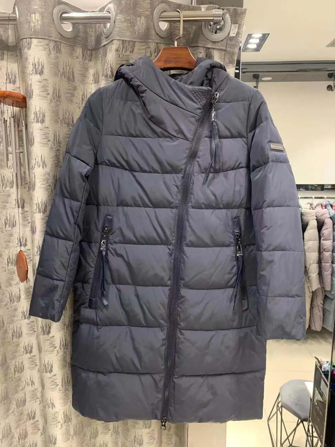 B-73 Grey Blue MODERN NEW SAGA Winter Long Coat Women Hooded Warm Long Jacket Women Winter Parka Ladies Coats Overcoat Woman Winter Coat - Цвет: B-73 Grey Blue