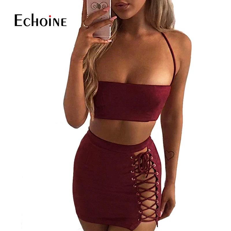 Соблазнительный облегающий модный замшевый комплект из двух предметов клубные