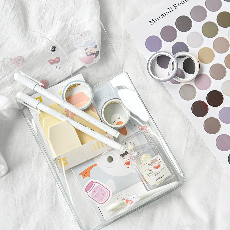 Корейский прозрачный пенал из ПВХ для хранения пеналы школьных принадлежностей