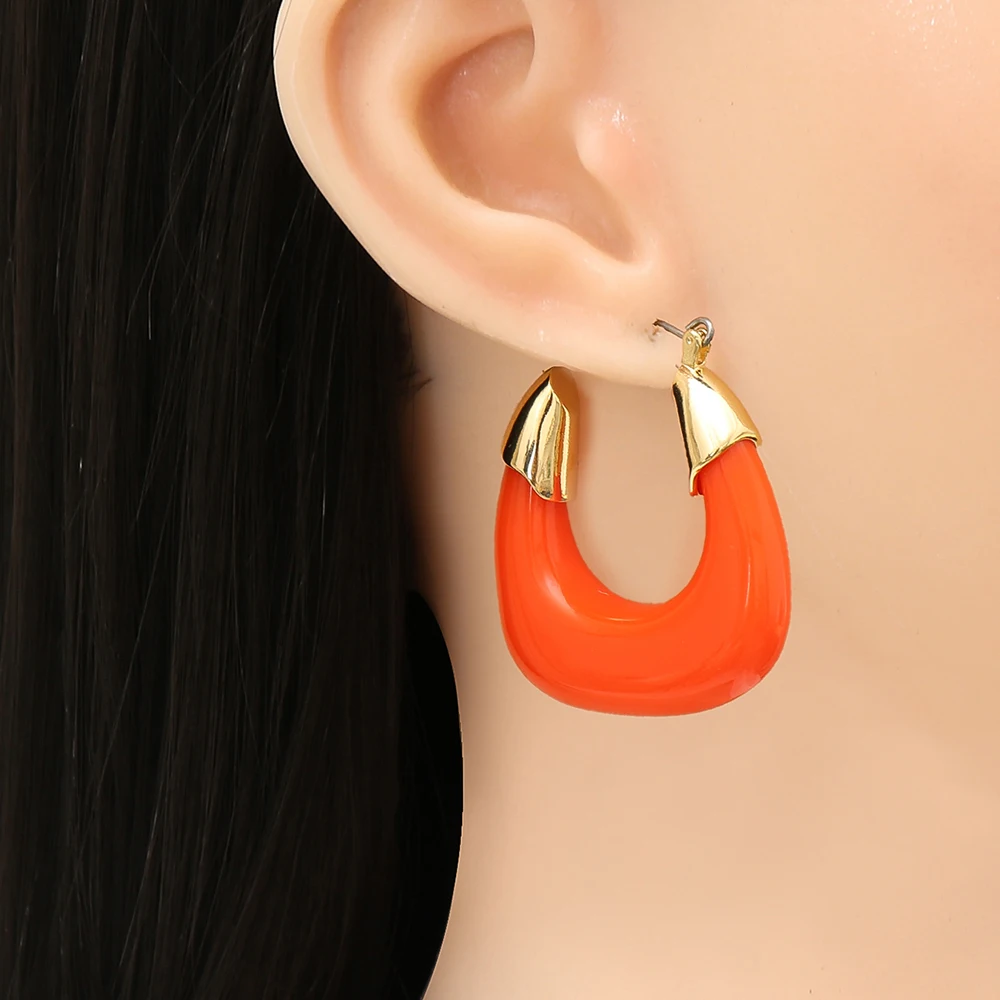 

Wholesale Cc Earrings Za Women Vintage Colorful Resin New Statement Hoop Earrings Mini Cute Wedding Jewelry Accessories Shipping