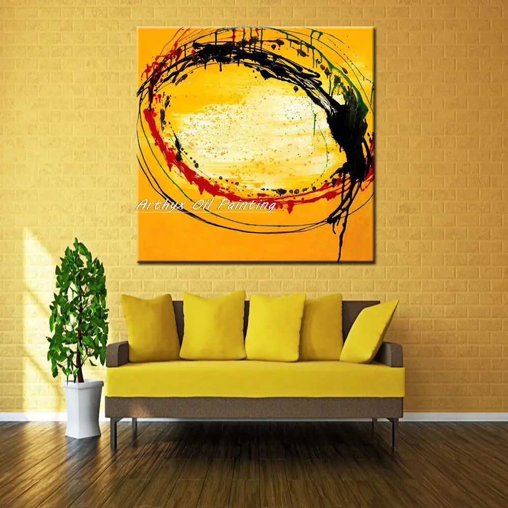 Arthyx ручная работа красная черная желтая картина маслом на холсте Современный